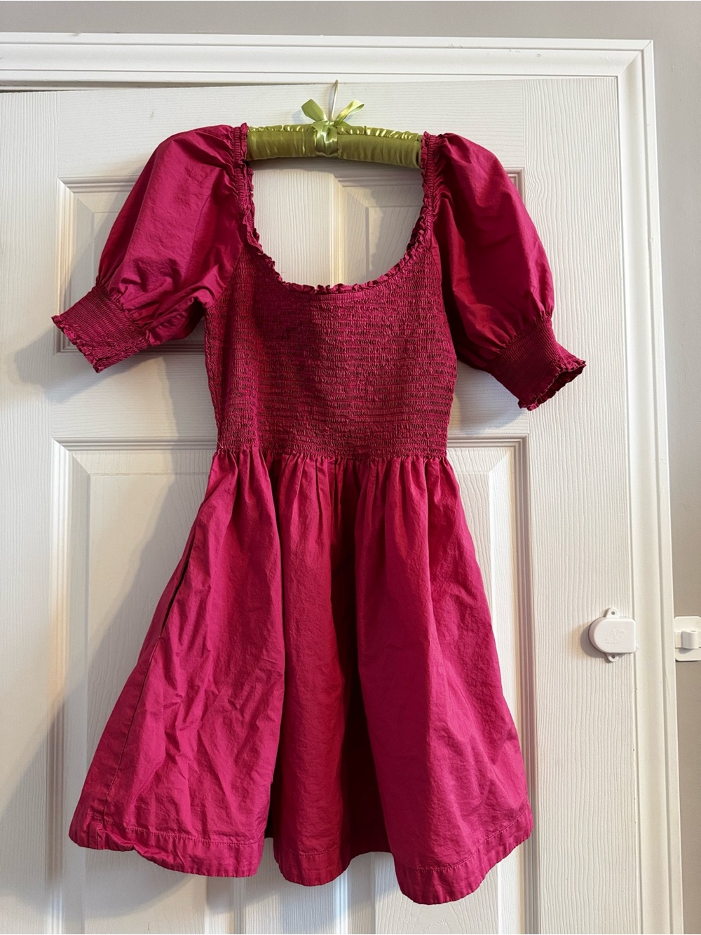 Hill House Mini Puff Sleeve Smocked Waist Dress - Fuchsia Pink